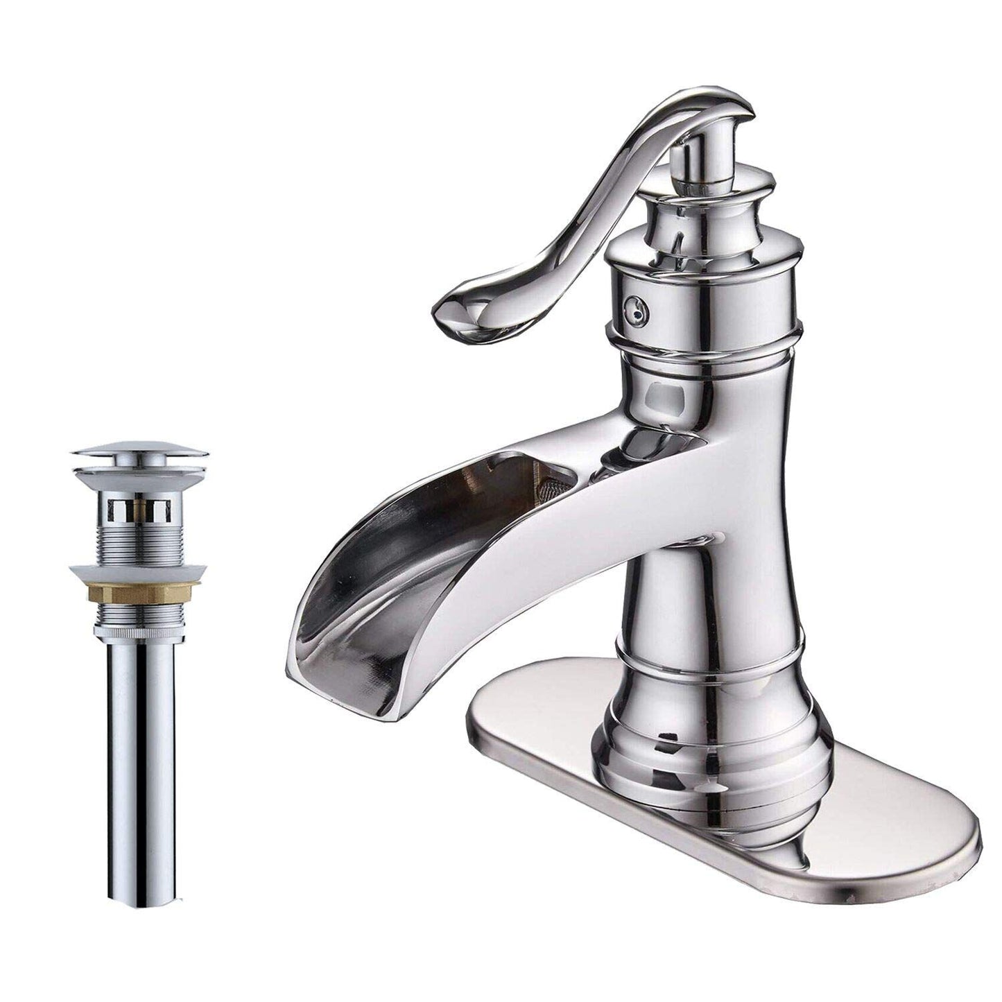 Waterfall Single Hole Single-Handle Low-Arc Bathroom Faucet in Polished Chrome image 9