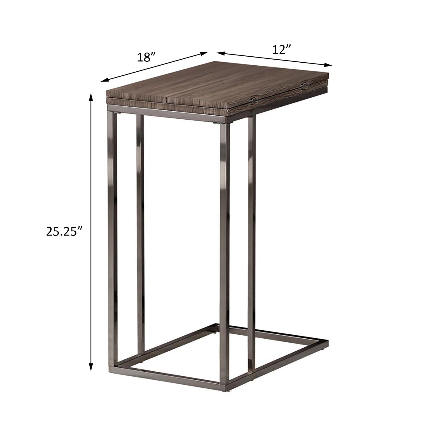 Weathered Grey and Black Snack Table with Expandable Top image 5