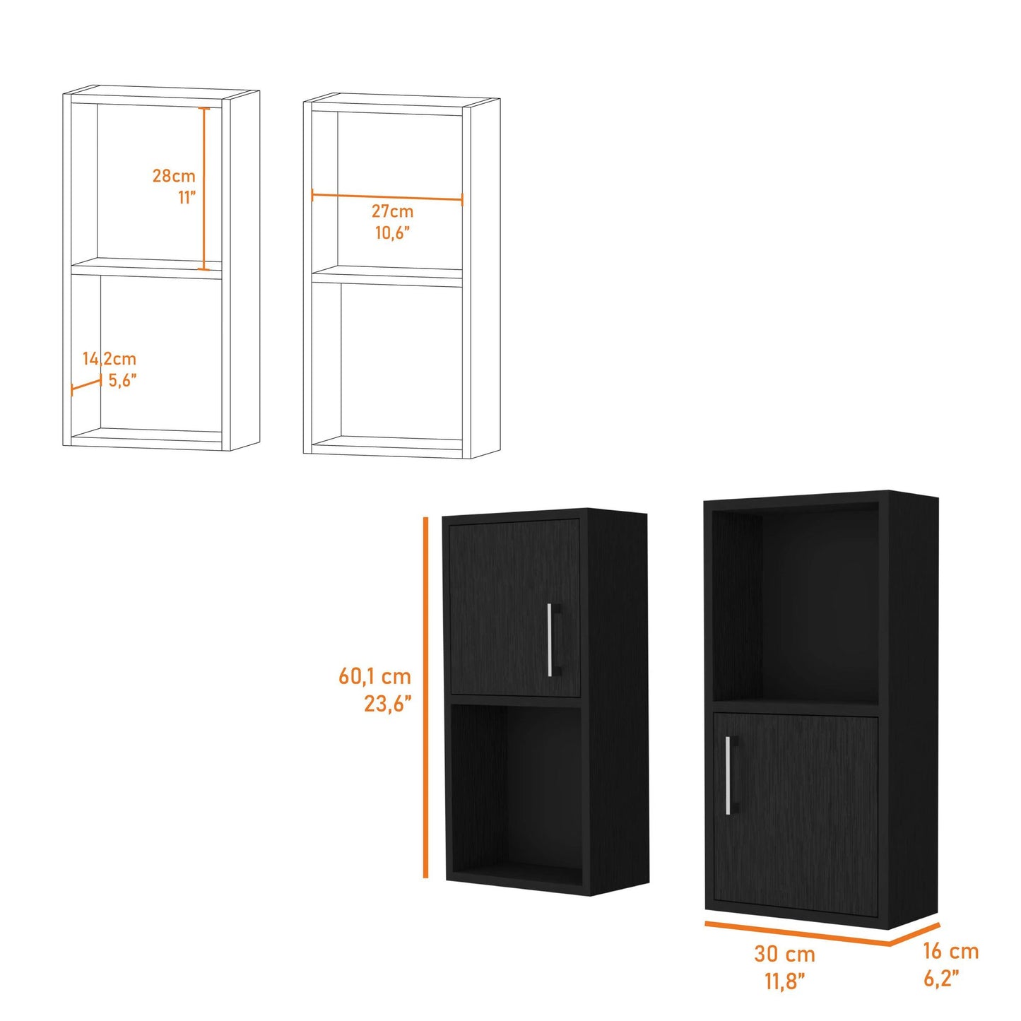 Wenge 2 Bathroom Medicine Cabinets with Open Shelf image 6