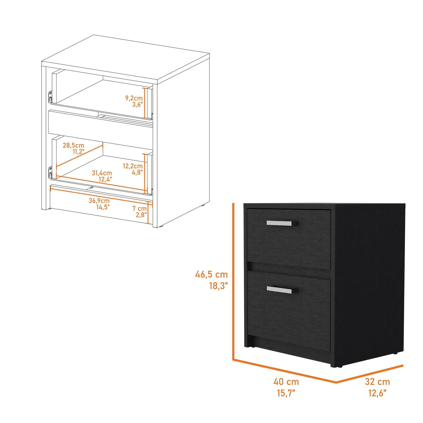 Wenge 2-Drawer Nightstand image 6