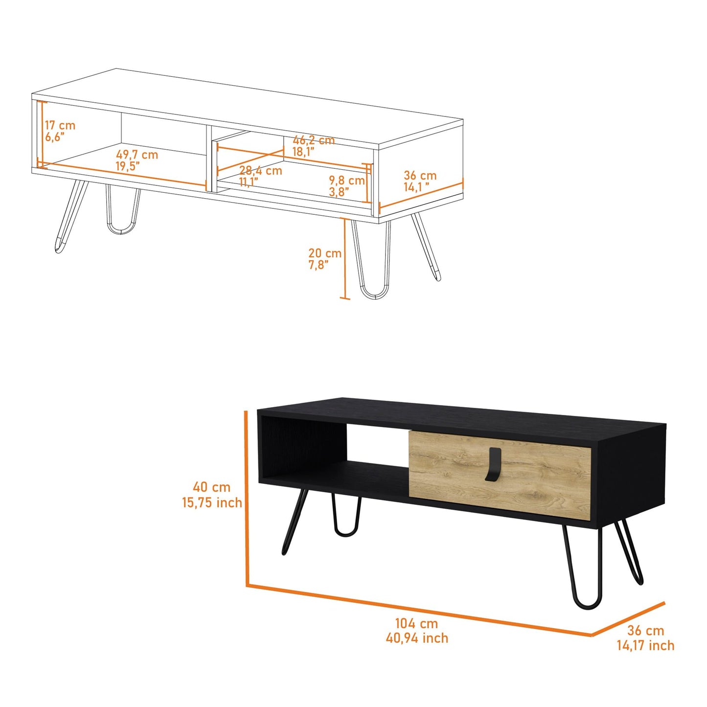 Wenge and Macadamia Hairpin Legs Coffee Table image 7
