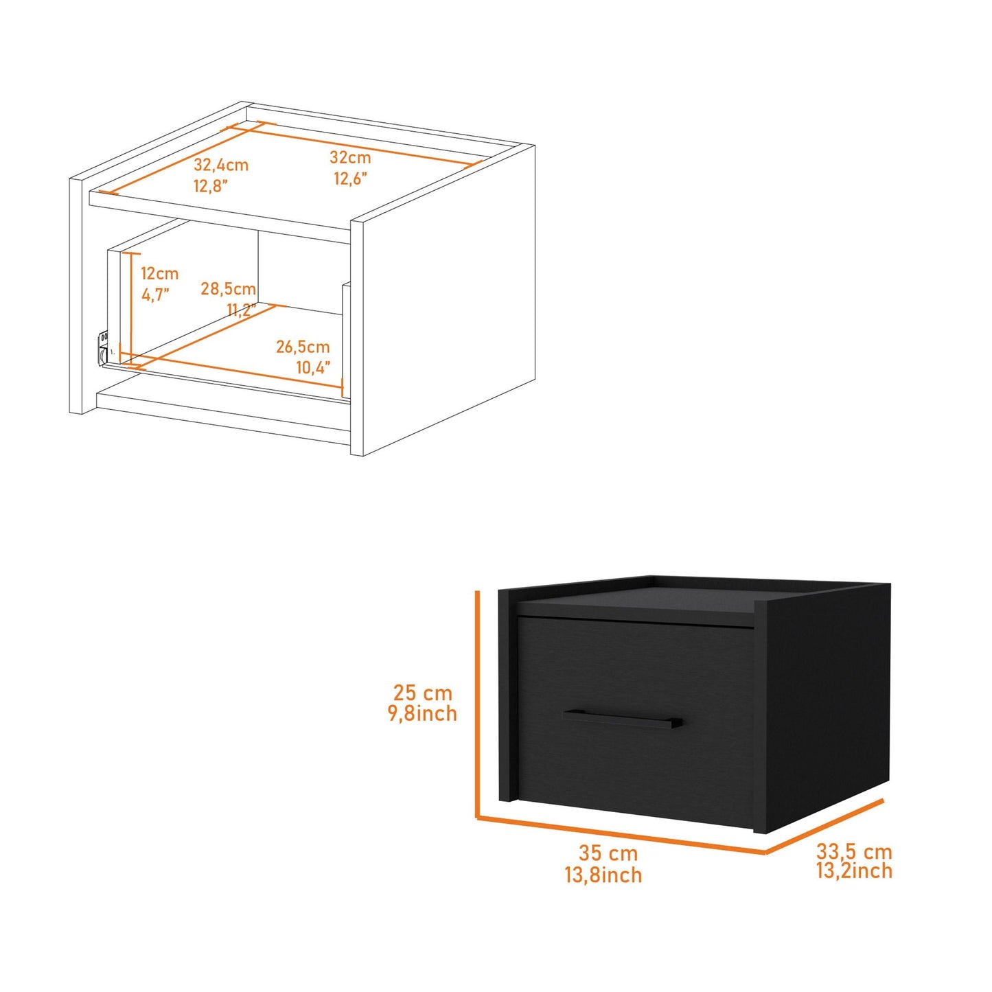 Wenge Wall-Mounted Floating Nightstand image 9