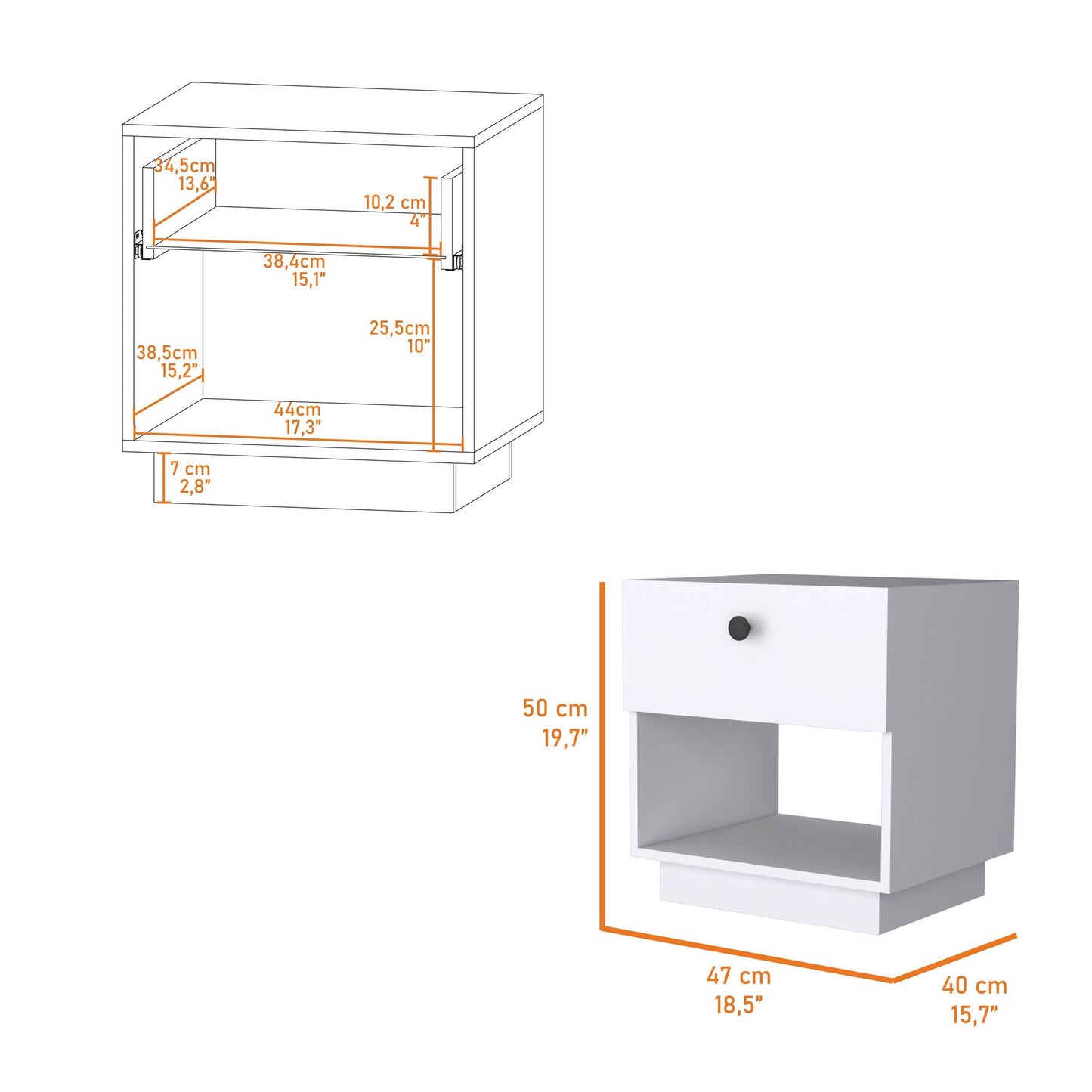 White 1-Drawer Nightstand image 6