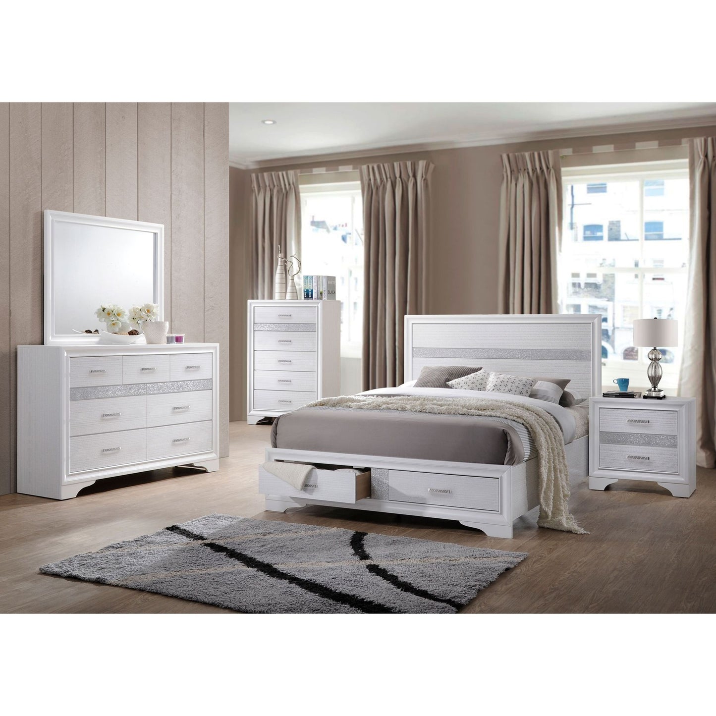 White 2-drawer Nightstand with Hidden Jewelry Tray image 13