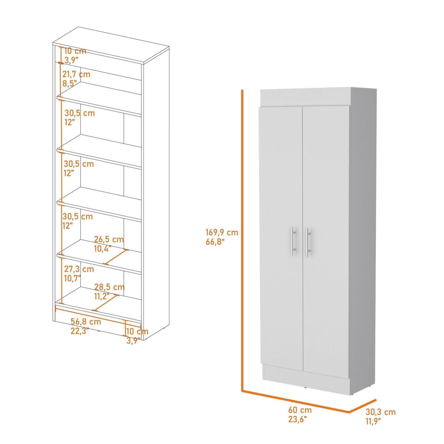 White 5-Shelf Storage Pantry Cabinet image 6