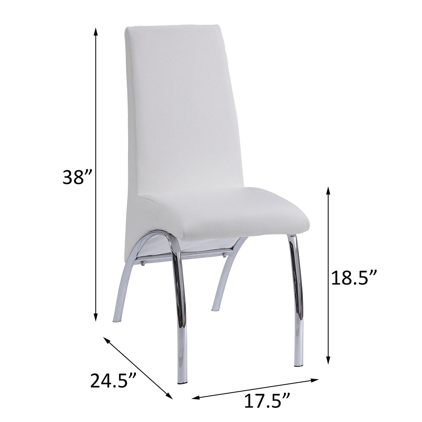 White and Chrome Armless Solid Back Side Chair (Set of 2) image 6
