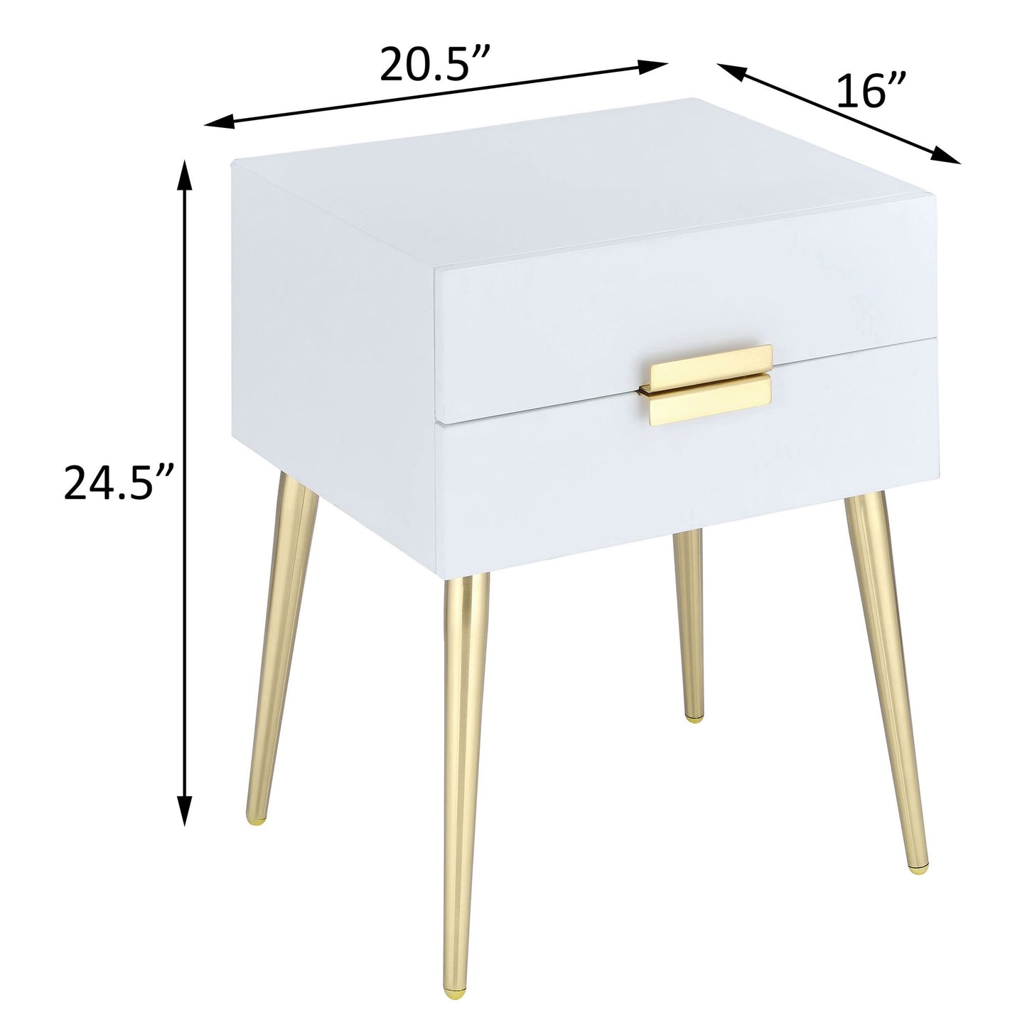 White and Gold Side Table with 2 Drawer image 8