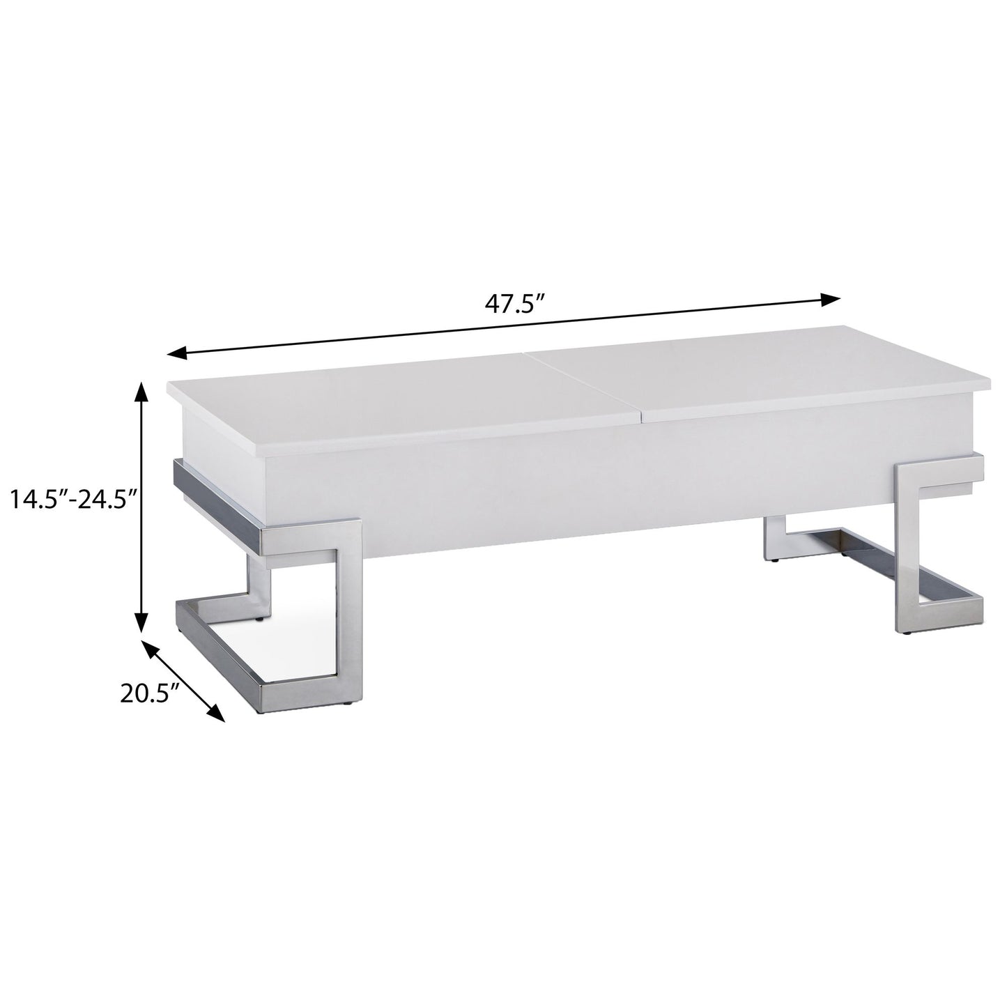 White High Gloss and Chrome Coffee Table with Lift Top image 6