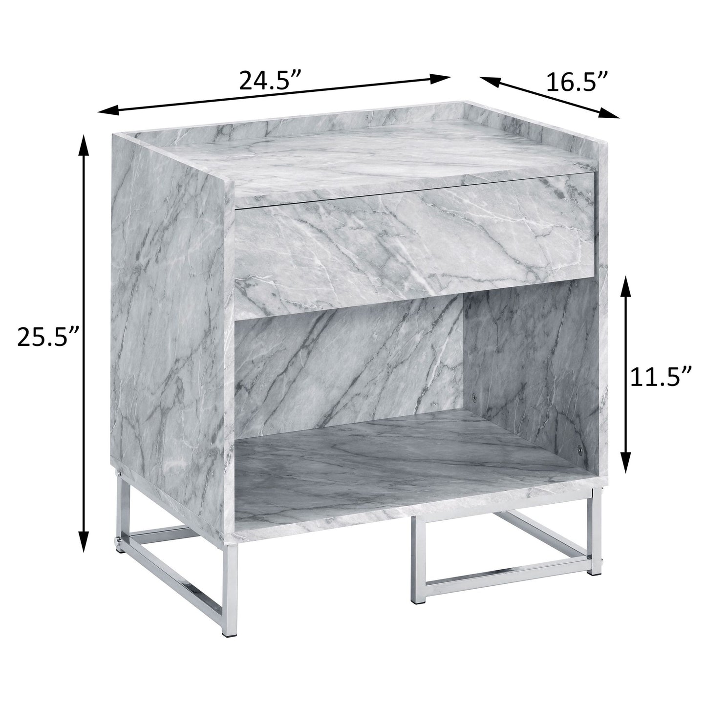 White Printed Faux Marble and Chrome Accent Table image 7