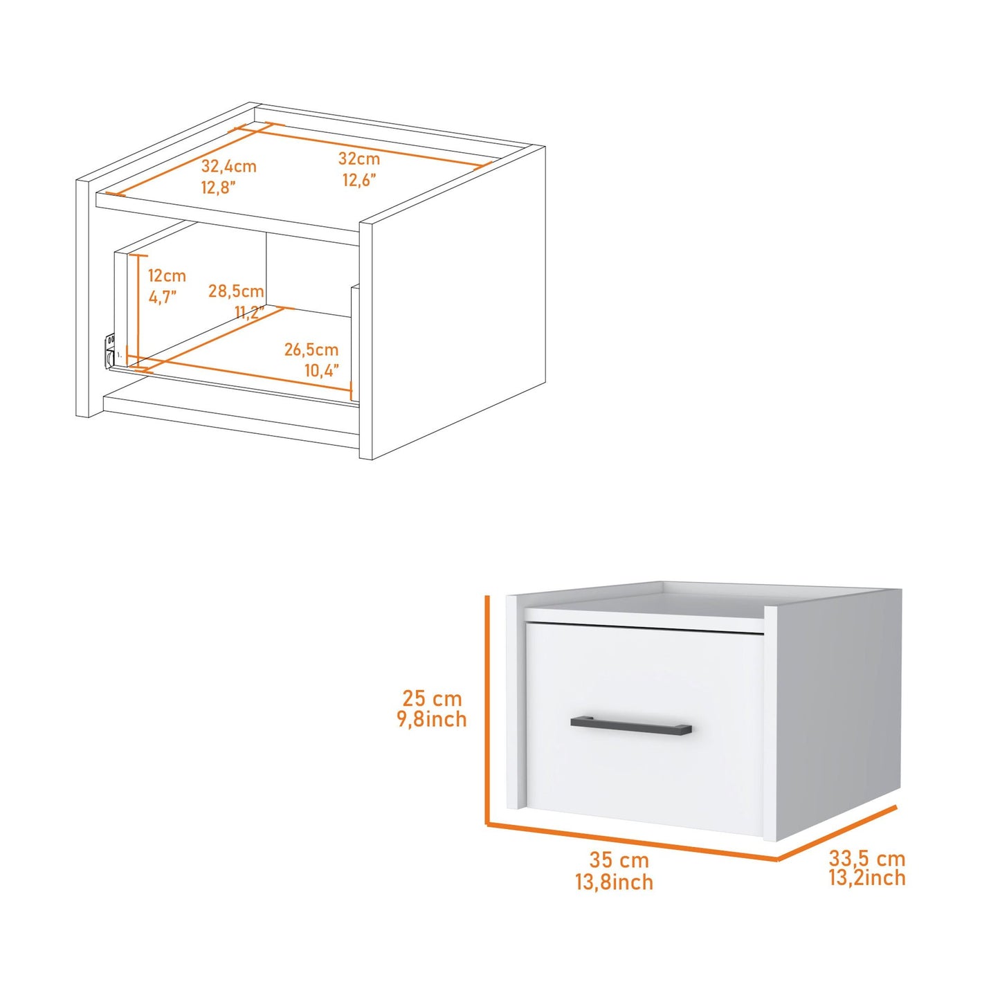 White Wall-Mounted Floating Nightstand image 7