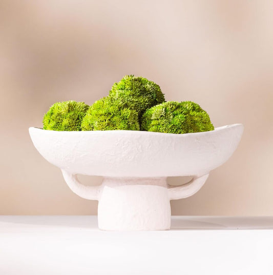 Product of the Week: White Textured Ceramic Bowl with Moss Balls for Elegant Home Decor & Easy Customization