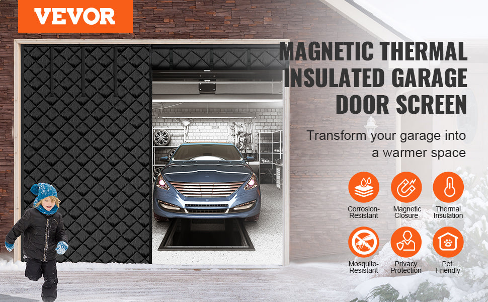 VEVOR magnetic thermal garage door insulation curtain installation guide