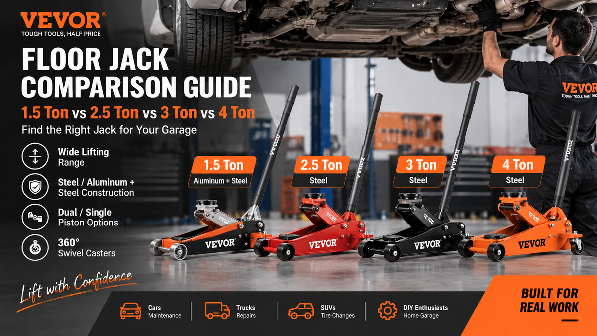 VEVOR Low Profile Floor Jack Guide 1.5 Ton vs 2.5 Ton vs 3 Ton vs 4 Ton