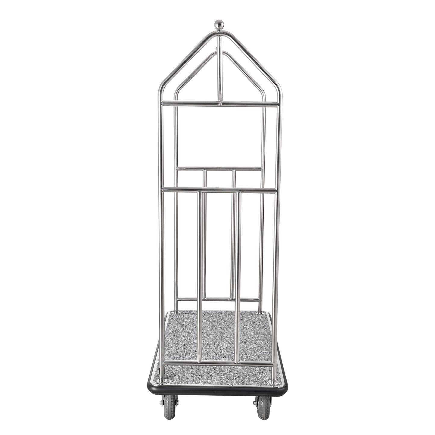 Hotel Luggage Cart 800 LBS Brushed Stainless Steel Finish Bellman's Cart - Rubber Bumpers