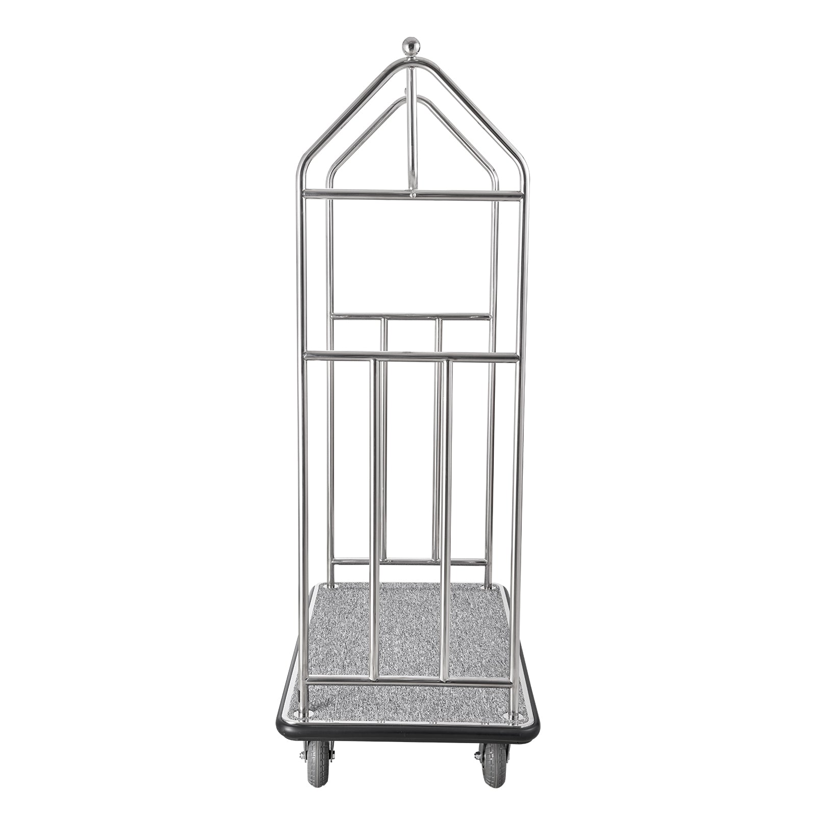 Hotel Luggage Cart 800 LBS Brushed Stainless Steel Finish Bellman's Cart - Rubber Bumpers