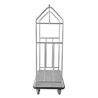 Hotel Luggage Cart 800 LBS Brushed Stainless Steel Finish Bellman's Cart - Rubber Bumpers