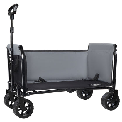 Upgraded 5*2" Wide Wheels, All-in-One Convertible Folding Trolley with Full-Side Opening & Dog Leash, Versatile Seating & Storage, 220Lbs Capacity for Camping, Beach, Shopping, Black image 10