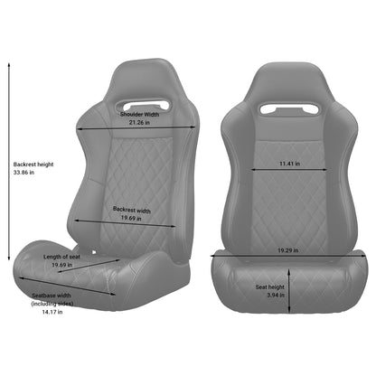 2PC Universal Racing Seats Stitch PVC Leather Reclinable Carbon Look Leather Back With Adjustor Slider(Not Including Seat Bracket) 1 box of 2 pieces image 2