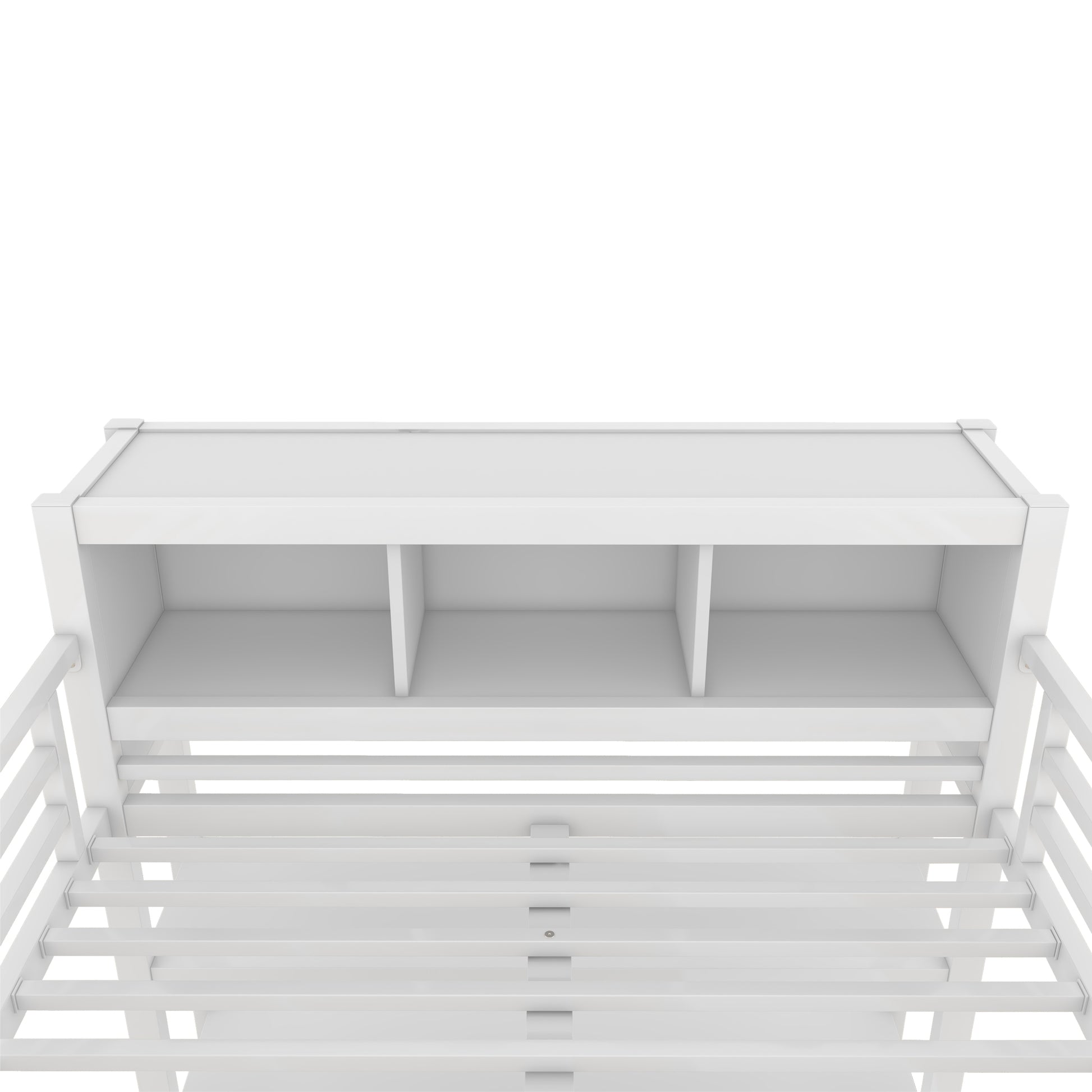 Metal Loft Bed with Wardrobe And L-shaped Desk, Full Size Loft Bed with Storage Cubes and Shelves, Heavy Duty Loft Bed for Kids Teens Adults, White image 12