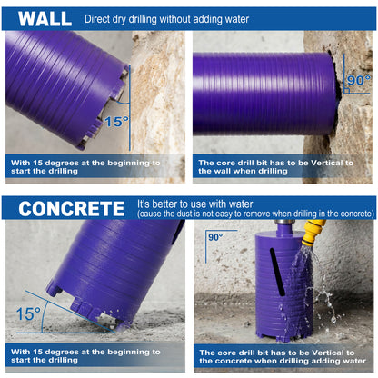 4 inch Diamond Dry Core Drill Bit, Upgraded Welded Core Bits for Concrete with Rebar, Masonry, Brick, Mortar – 5/8"-11 Thread,turbo image 10