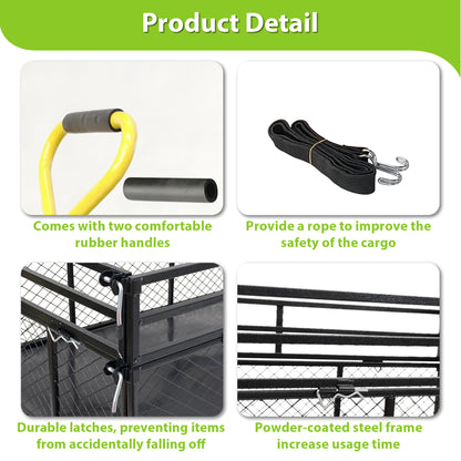 Steel Garden Cart, Heavy Duty 1400 lbs Capacity, with Removable Mesh Sides to Convert into Flatbed, Utility Metal Wagon with 2-in-1 Handle and 16 in Tires, Perfect for Garden, Farm, Yard image 8
