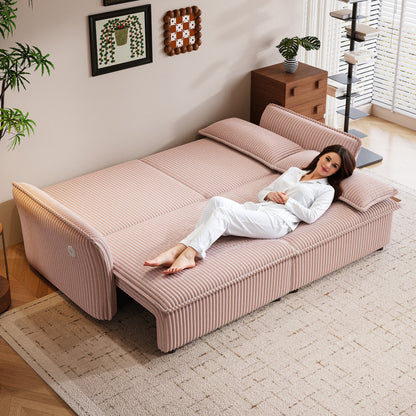 This is a multi-functional sofa with a 85-inch convertible sofa bed. It is in a two-in-one design, suitable for both sitting and lying. It is made of plush fabric and is suitable for both living rooms image 1