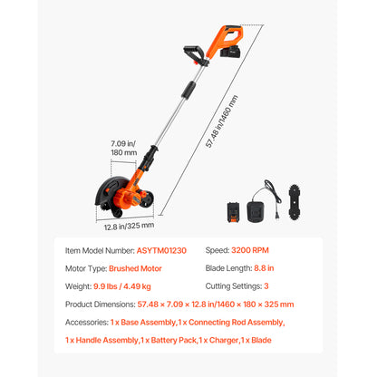 Lawn Edger, 8.8-inch Blade Length, Battery Powered Cordless Edger Lawn Tool, with 3-Position Blade Depth, 4000 mAh Battery and Charger Included, for Lawns, Driveways, Yards, and Sidewalk Edges image 5