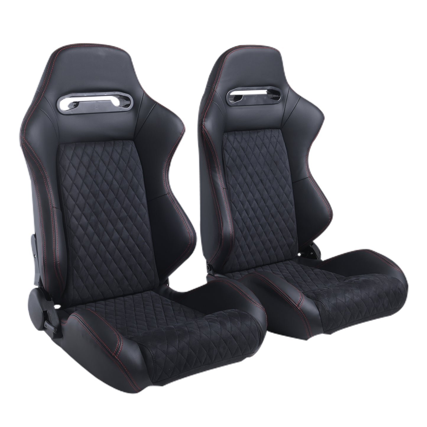 RACING SEAT HIGH QUALITY PVC WITH SUADE MATERIAL DOUBLE SLIDER 2PCS image 1