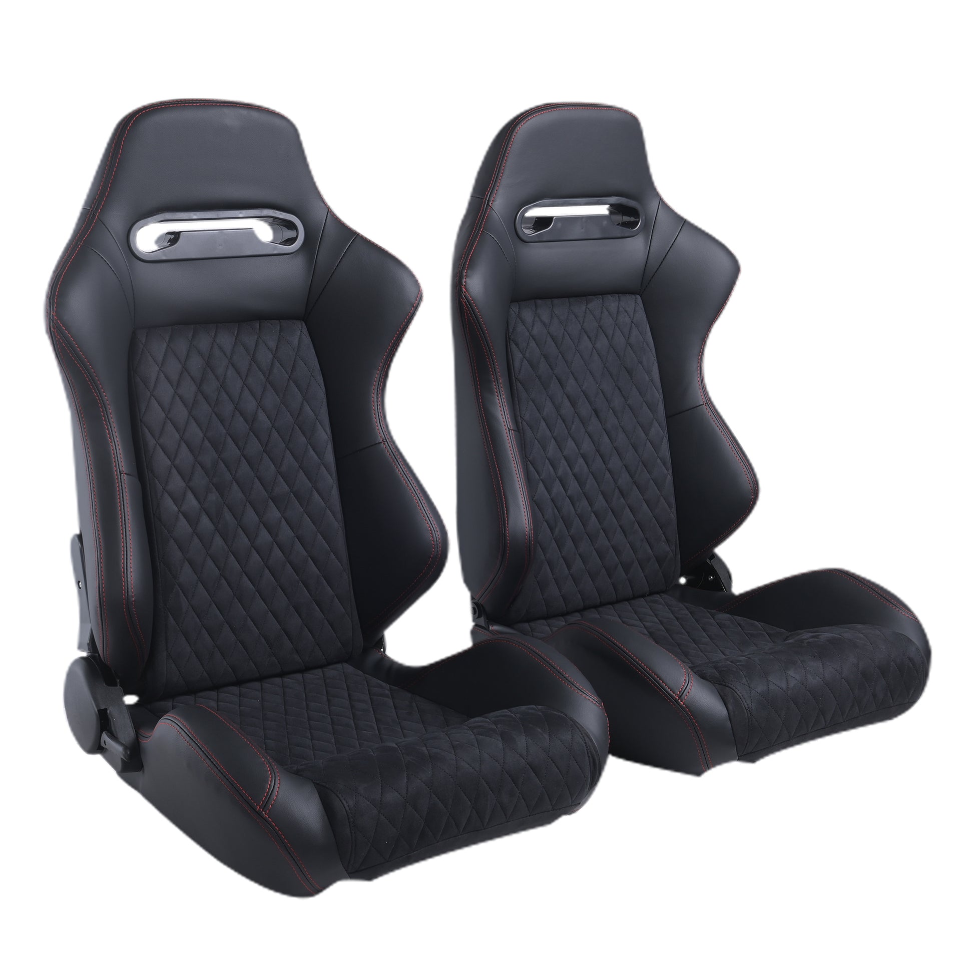 RACING SEAT HIGH QUALITY PVC WITH SUADE MATERIAL DOUBLE SLIDER 2PCS image 1