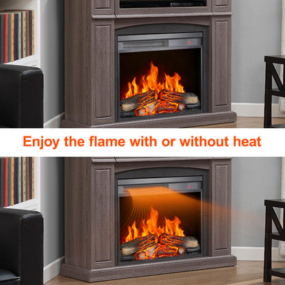 23 inch electric fireplace insert, ultra thin heater with log set & realistic flame, remote control with timer, overheating protection image 11