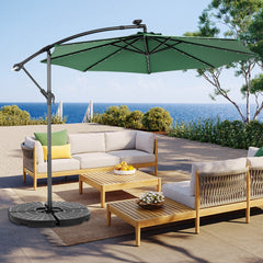 10ft Solar LED Offset Hanging Market Patio Umbrella  ( khaki )(No Base)
