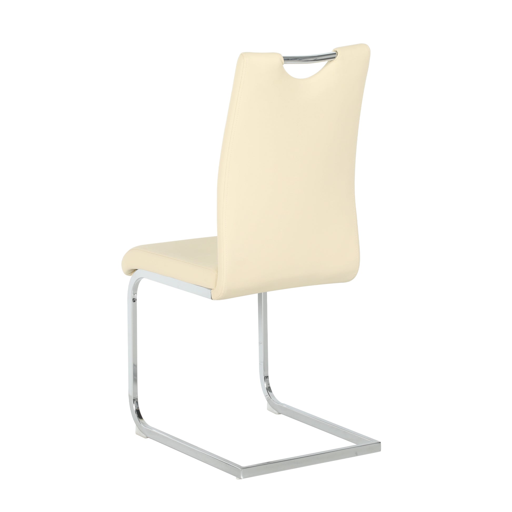 Modern Light Yellow PU dining chair living room chair upholstered chair, electroplated metal chair leg design, kitchen, living room, bedroom, dining room side chair (Set of 2) image 5
