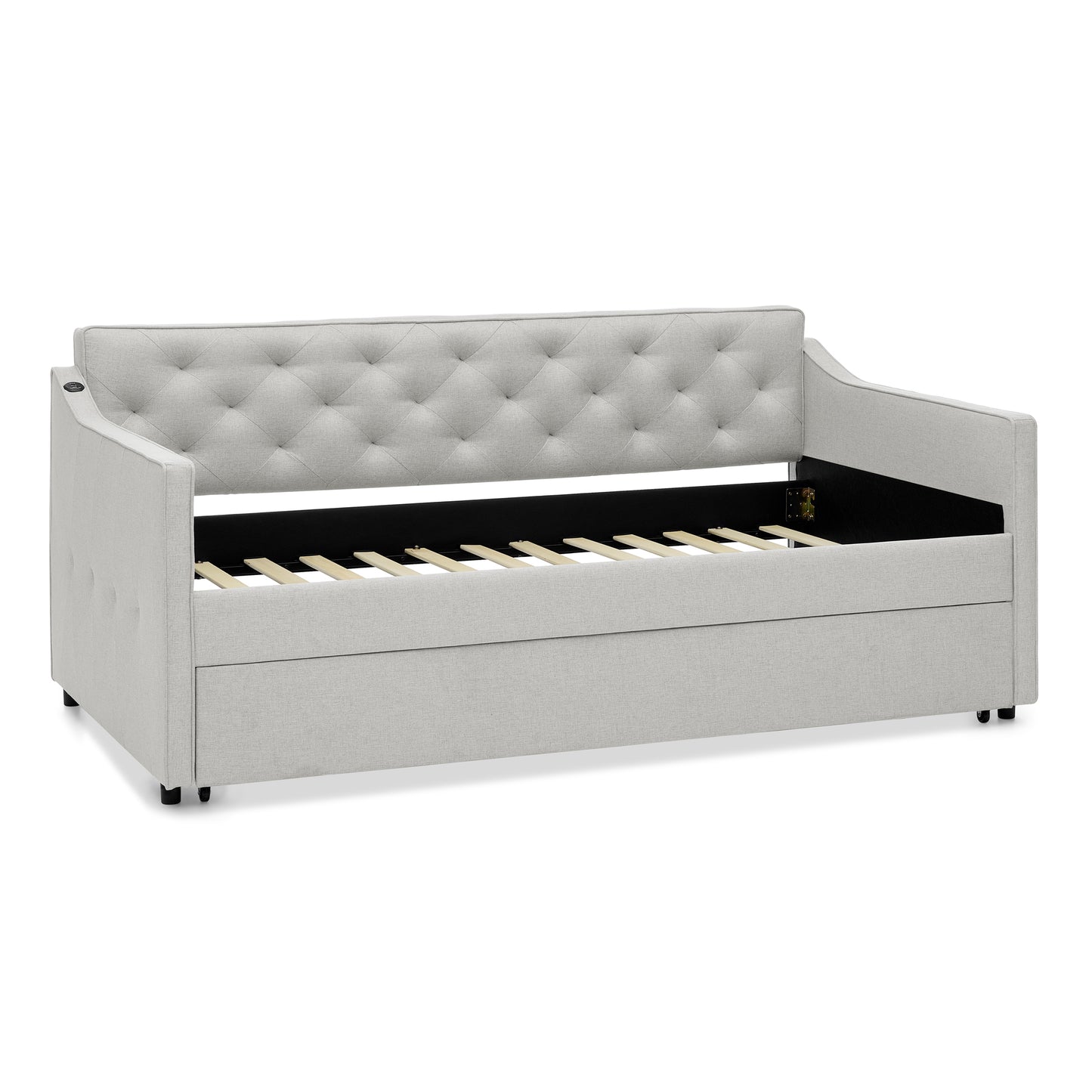 Twin Size Upholstery DayBed with Twin Size Pop-up Trundle and USB Charging Design image 10