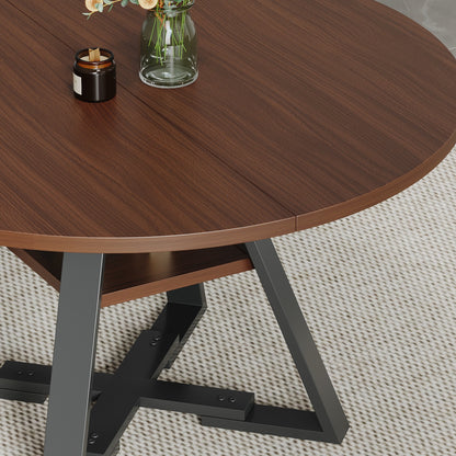 Round dining table in black walnut, 115cm. image 4