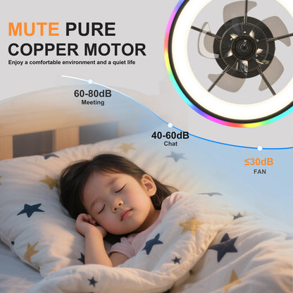 19.7" Modern RGB Ceiling Fan with Lights, Flush Mount Low Profile Fan with Remote & APP, 6-Speed Reversible Silent DC Motor, Dimmable 3000-6500K LED for Bedroom, Black image 6