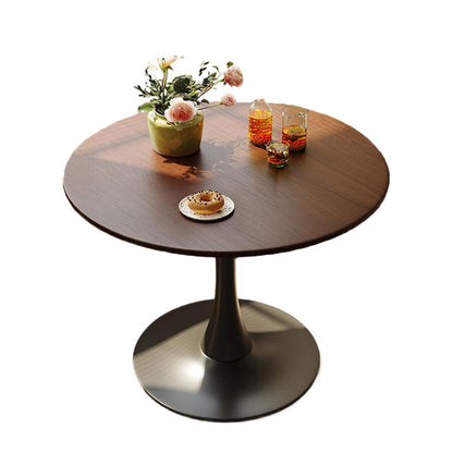 (Walnut Color) Round Table, ∅31.5'' Modern Dining Table, Dining Table,MDF Top and Steel Base Tulip Round Kitchen Table,Kitchen Table, Mid Century Coffee Table for Living Room, Oval Dining Table image 9