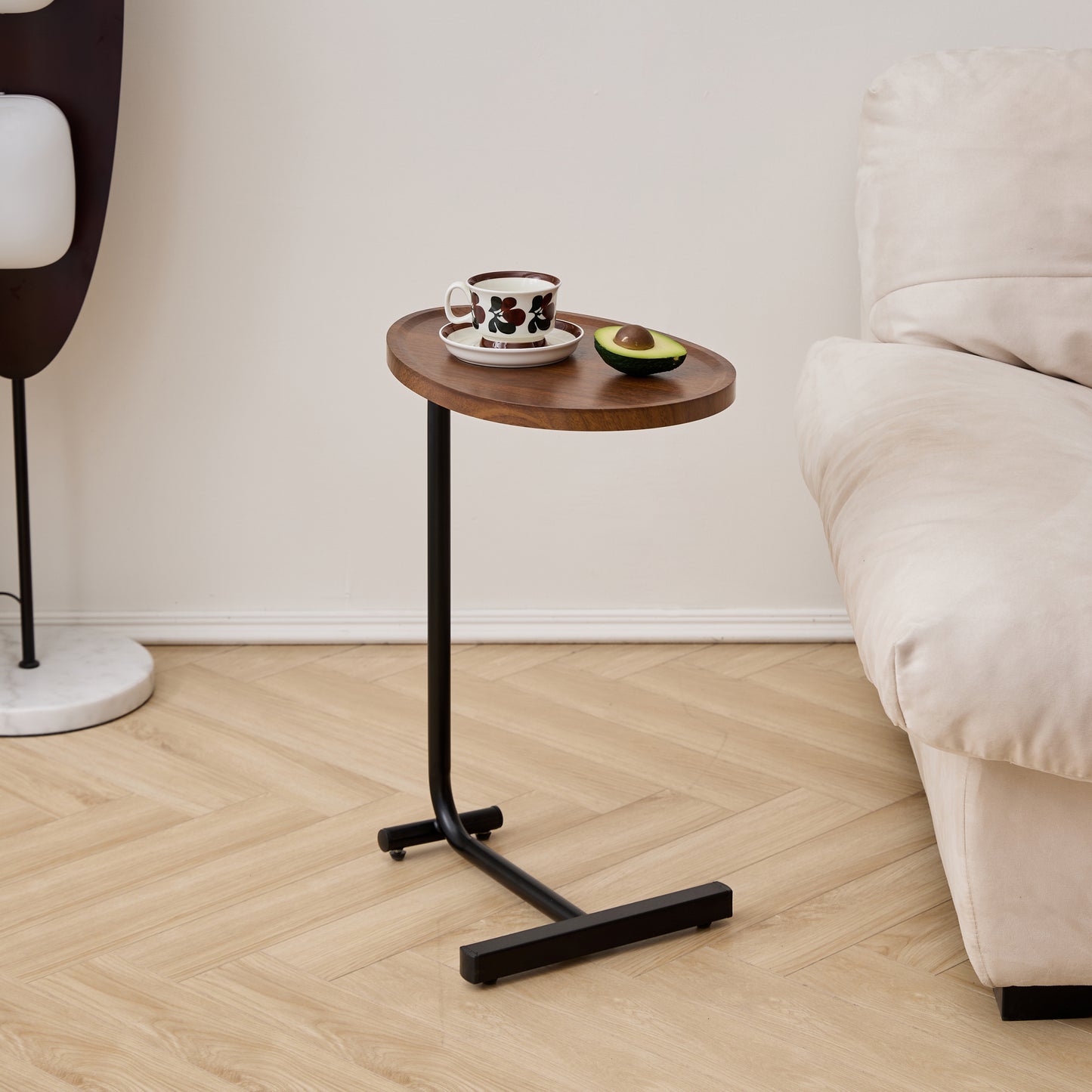 2-pieces Brown C-shaped Side Table, Small Sofa Table for Small Spaces, Living Room, Bedroom image 7