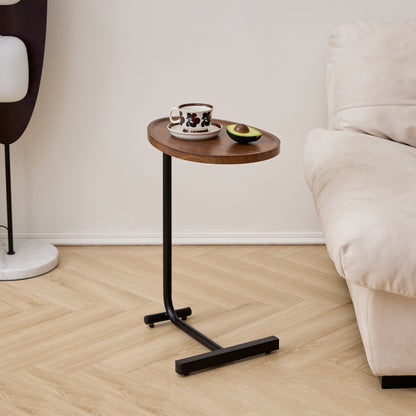 2-pieces Brown C-shaped Side Table, Small Sofa Table for Small Spaces, Living Room, Bedroom image 7