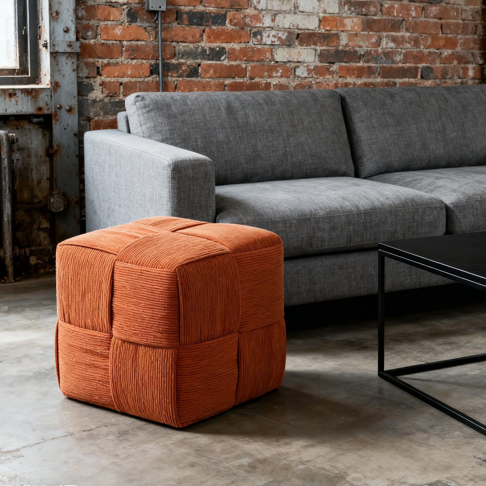 Ottoman Foot Rest Soft and Comfortable Ottoman Square Corduroy Woven Design Sofa Stool (Brown) image 8