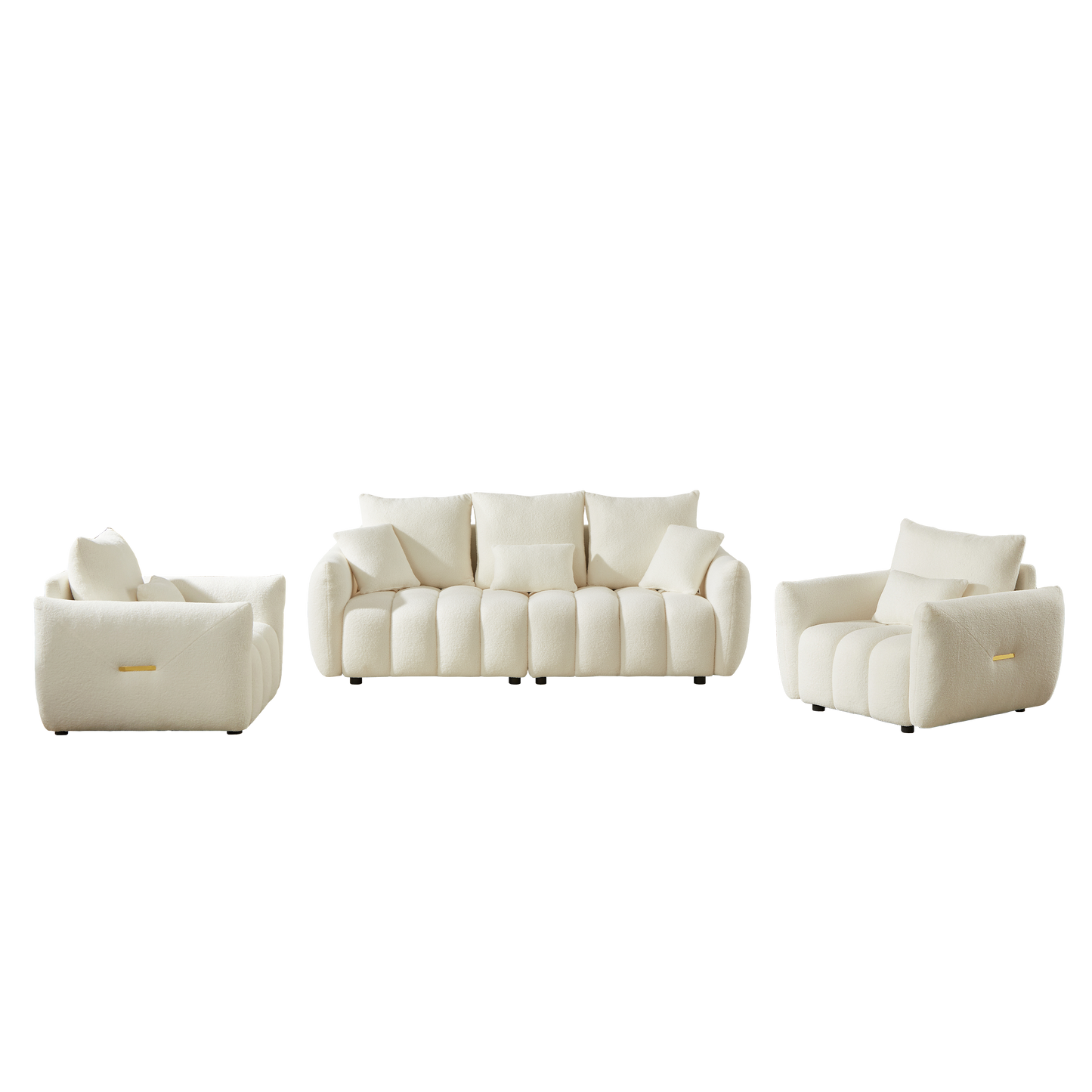 3 Seater + 1 Seater +1 Seater, Combo Sofa Modern Living Room Sofa, Teddy Sofa, Wooden Frame, 5 Cushions, Apartment Sofa Furniture image 11