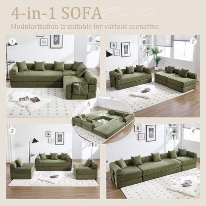UNITED WE WIN convertible folding sofa bed, with fixed frame and pillow back handrail, cloud corduroy folding mattress sofa, folding memory foam bed in living room/dormitory/guest room/home office/apt image 4