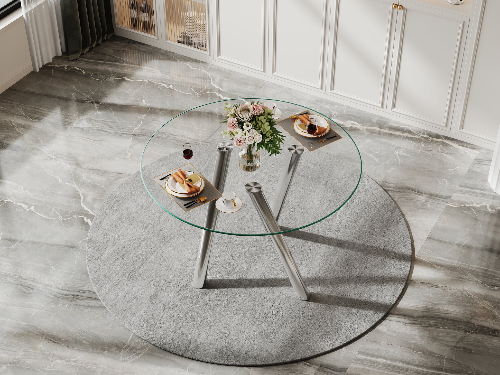 35-Inch Tempered Glass Dining Table with Sturdy Metal Legs image 7