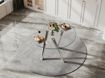 35-Inch Tempered Glass Dining Table with Sturdy Metal Legs image 7