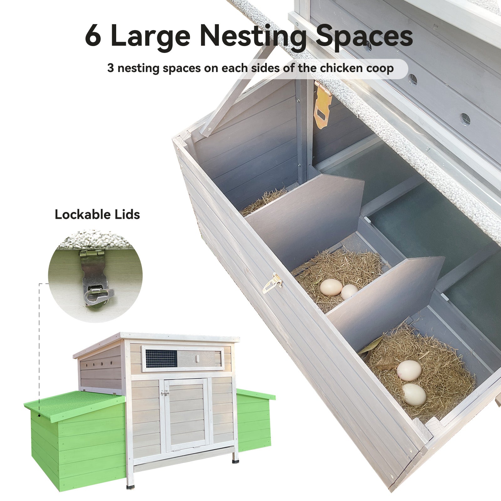 Large Wooden Chicken Coop Outdoor Hen House Poultry Cage for Outdoor with 2 Sides Nesting Boxes image 4