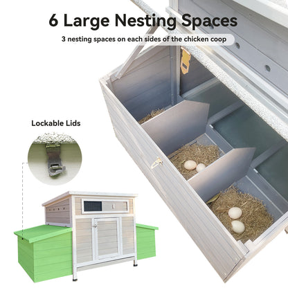 Large Wooden Chicken Coop Outdoor Hen House Poultry Cage for Outdoor with 2 Sides Nesting Boxes image 4