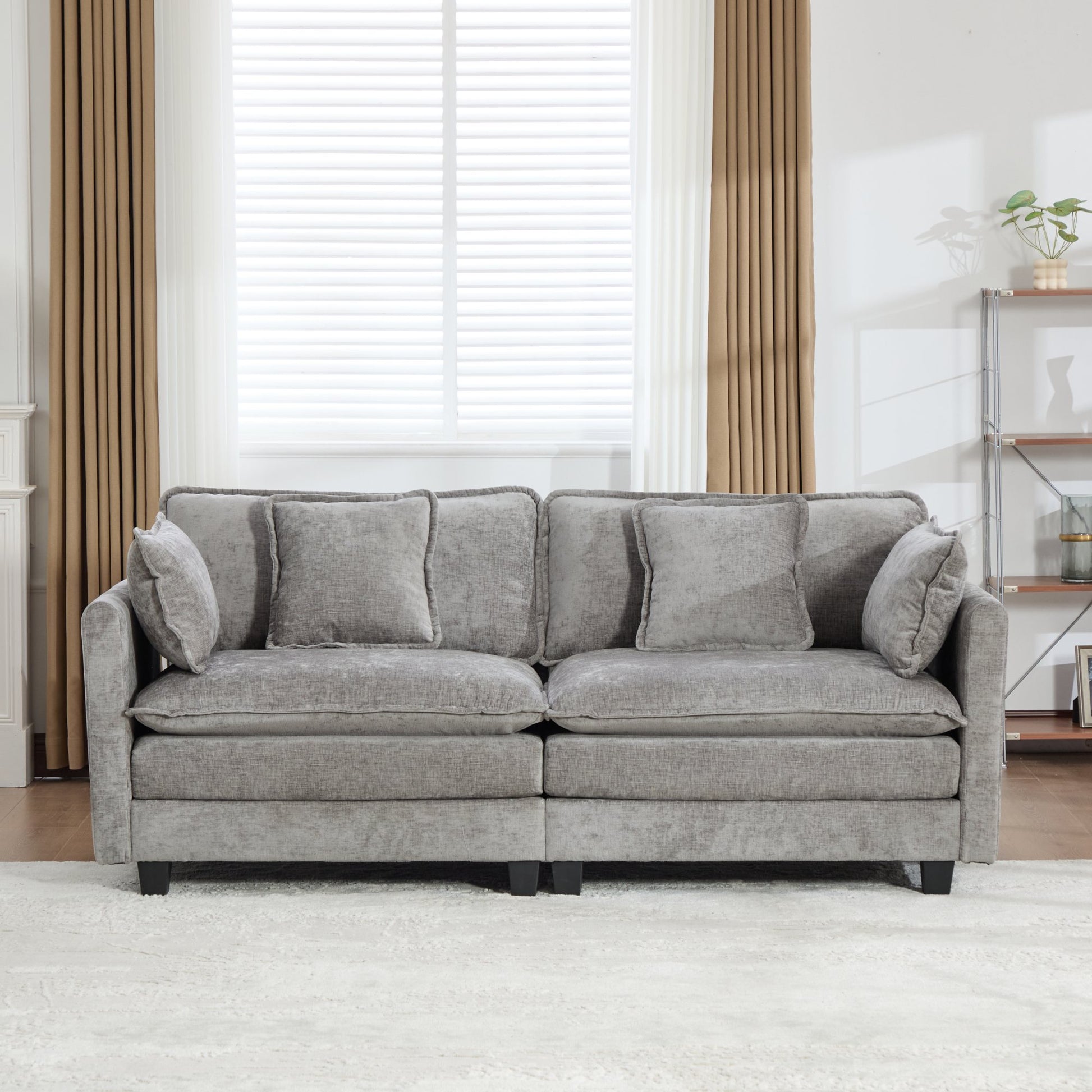 Cloud Sofa LoveSeat (Ottoman is not included), Modern Sectional Couch, for Living Room Bedroom and Apartment, Comfy Double Layer Upholstered Seat Cushion, Breathable Chenille Fabric, Gray,SSS5012GY image 2