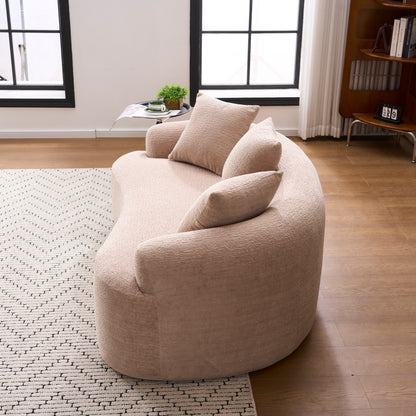 Old Sku: W2231P292607 Compression Loveseat Sofa, Curved Modern Styles Sofa for Small Spaces & Apartments, 30D Chenille No-Assembly,3 Throw Pillows. Warm Beige. image 12
