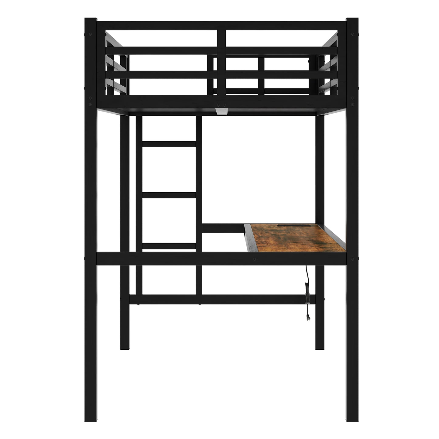 Metal Twin XL Size Loft Bed with Power Outlet and LED Lighted, Space-Saving, Noise Reduced, Black image 11