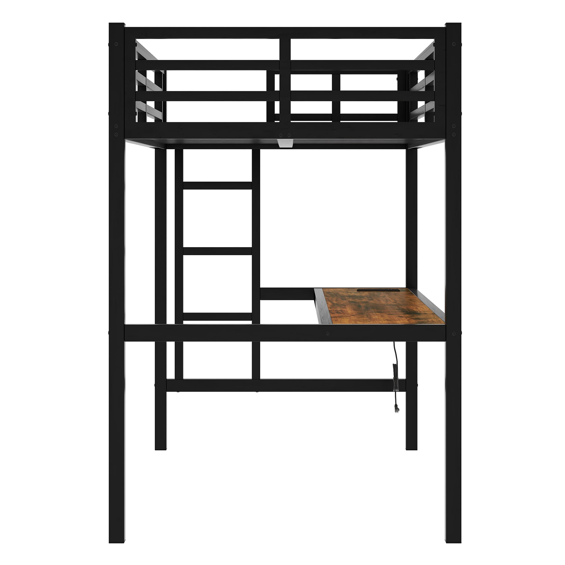 Metal Twin XL Size Loft Bed with Power Outlet and LED Lighted, Space-Saving, Noise Reduced, Black image 11