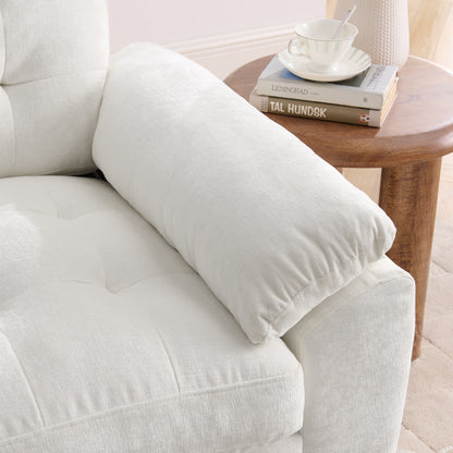 Leisure sofa chair,Double sofa recliner, with manually adjustable backrest, soft padded armrests, side USB charging port and phone stand, comes with a matching storage ottoman-Beige image 6